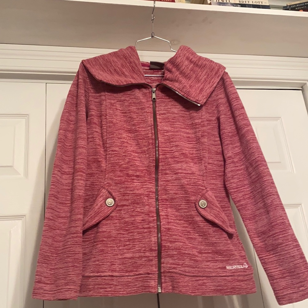 Merrell Hooded Fleece Jacket With Button Accent!